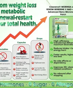 𝐂𝐥𝐞𝐚𝐫𝐞𝐧𝐚® 𝐌𝐨𝐫𝐢𝐧𝐠𝐚 · Moringa · Bee venom · Berberine × NAD+ 𝟖-𝐢𝐧-𝟏 𝐀𝐝𝐯𝐚𝐧𝐜𝐞𝐝 𝐍𝐚𝐧𝐨 𝐌𝐢𝐜𝐫𝐨𝐧𝐞𝐞𝐝𝐥𝐞 𝐏𝐚𝐭𝐜𝐡